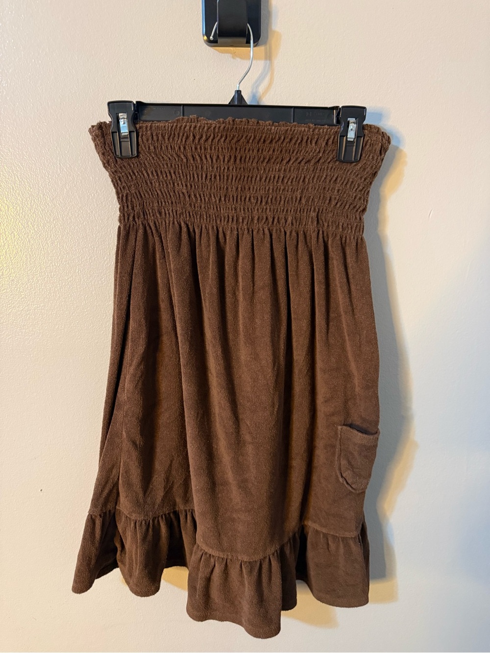 No Boundaries Brown Smocked Ruffle Hem Skirt
